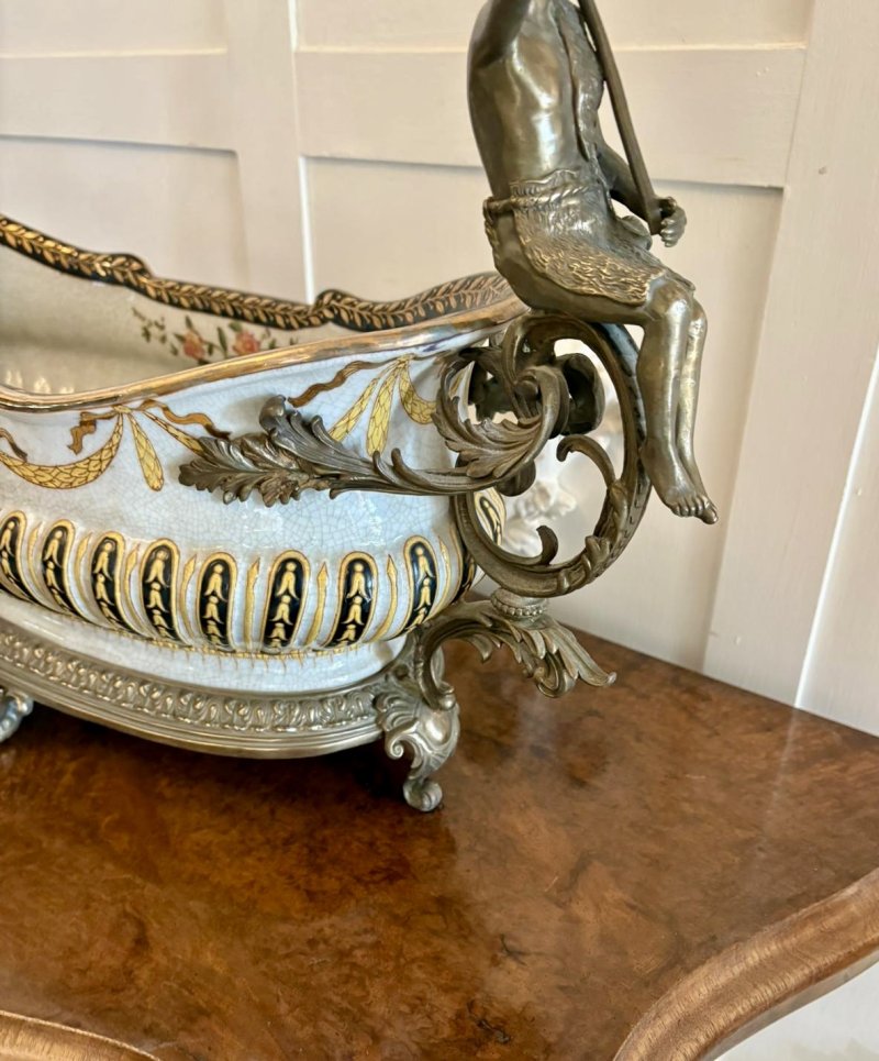 Large Antique Quality Porcelain and Brass Mounted Centrepiece - Image 9